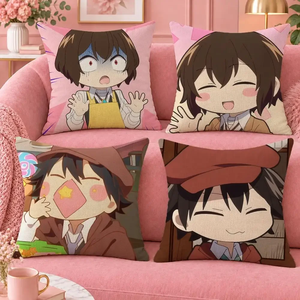 Supernatural Bungo Stray Dogs Cushion Cover Cute Cartoon Throw Pillow Cover Soft Plush Cushion Cover Sofa Bedroom Home Decor