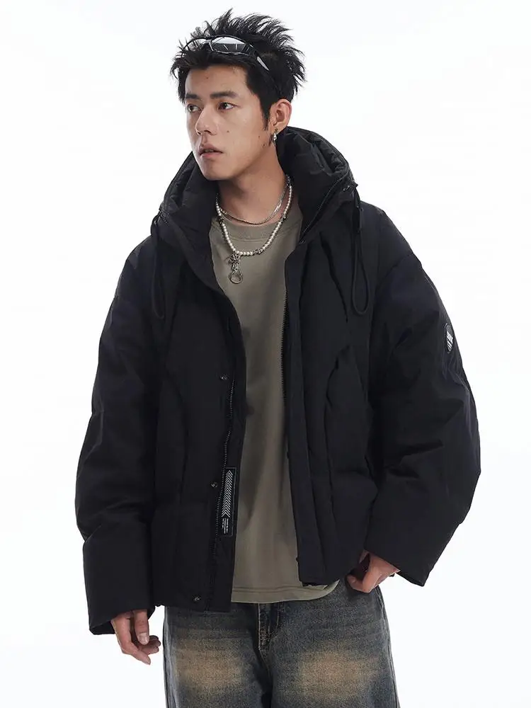 

Teenage Student Men's Hooded down Jaet Thiened Loose White Du down Warm Couple Outerwear Winter Coat Sli Brand