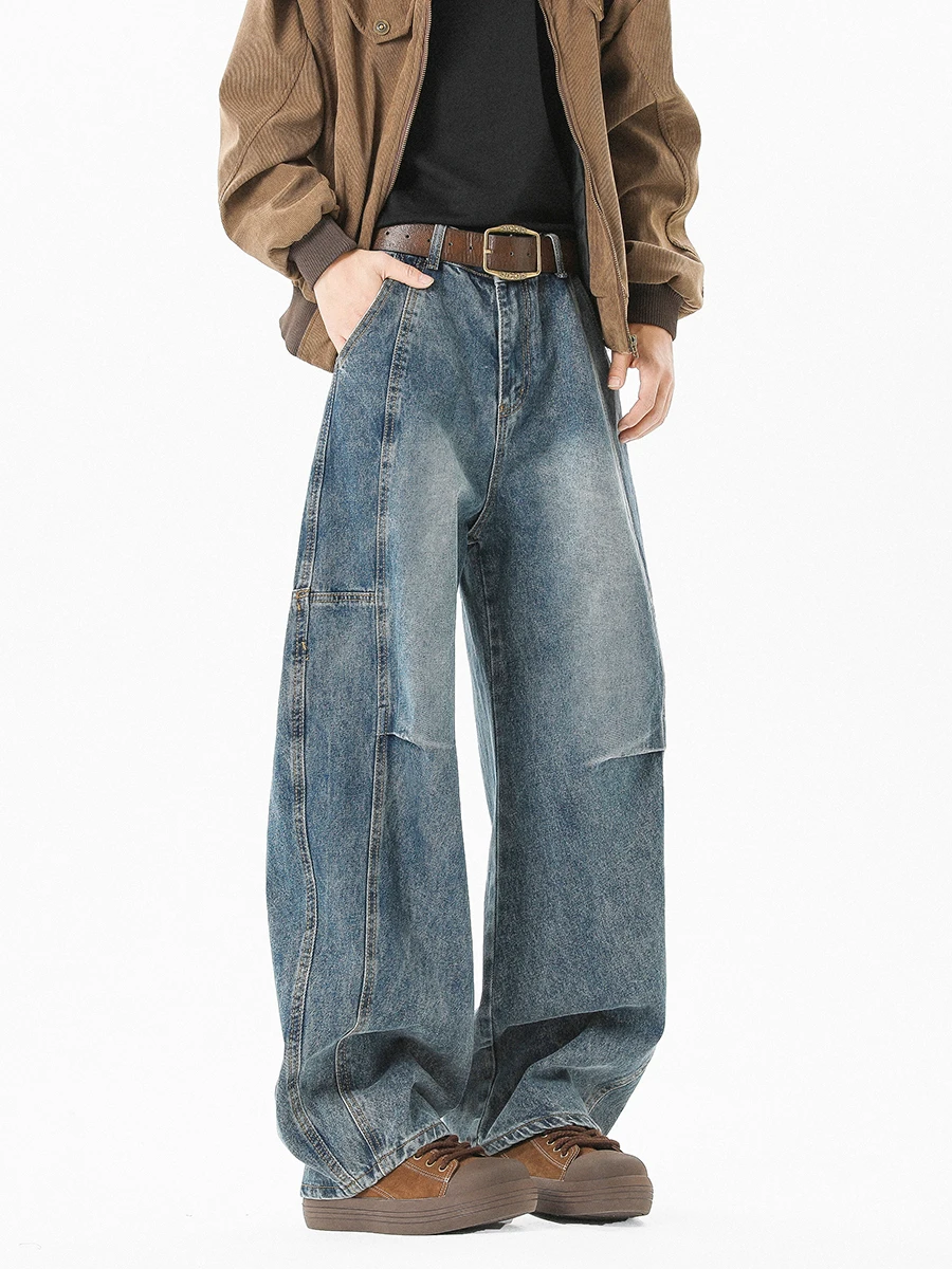 

Retro American Waed Denim Jeans Men Women Couple Loose Straight Casual Long Pants Wide Leg Knife Fem M Sle