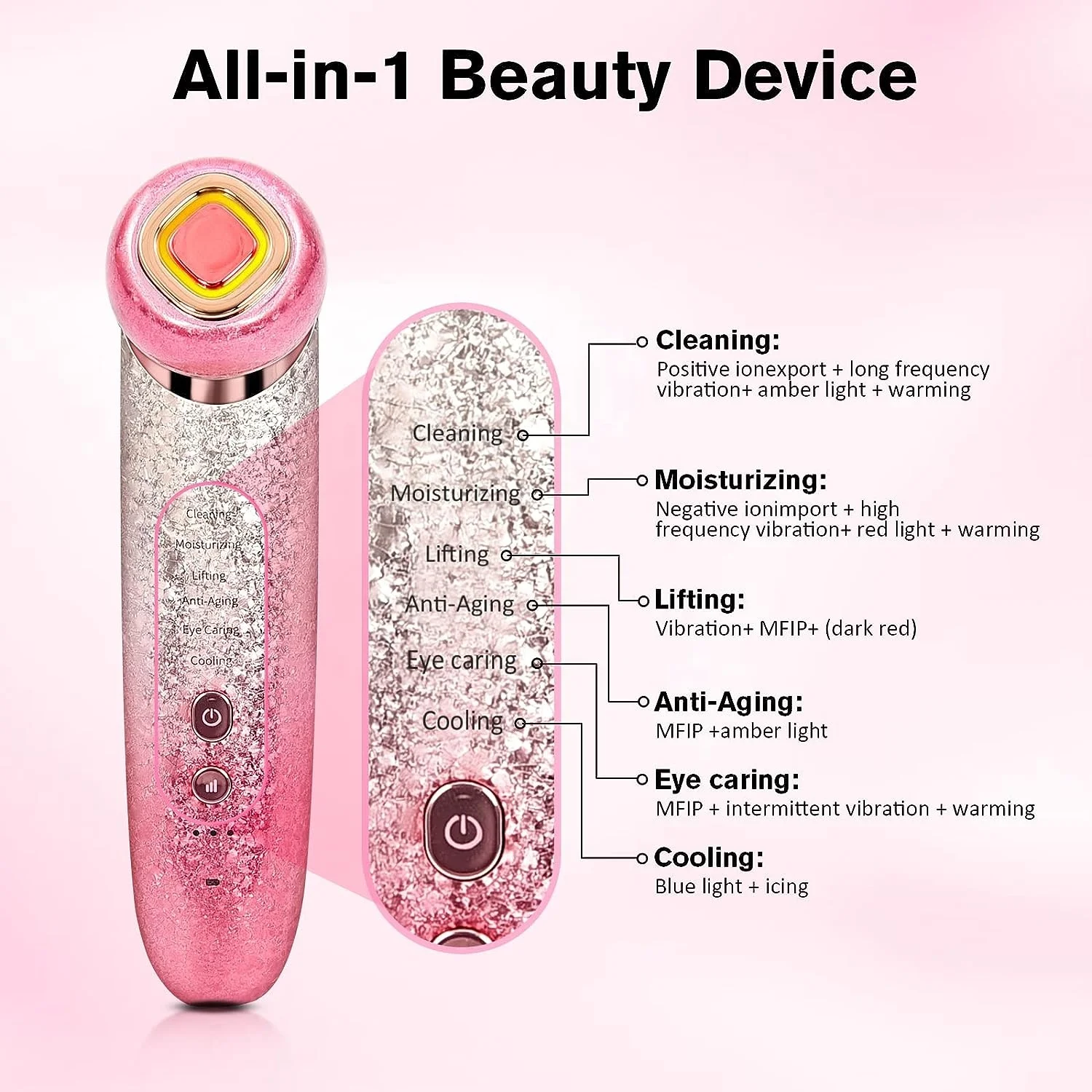 가정용 올인원 뷰티 디바이스 얼굴 관리 안티에이징 페이스 리프팅 타이트 주름 제거기
