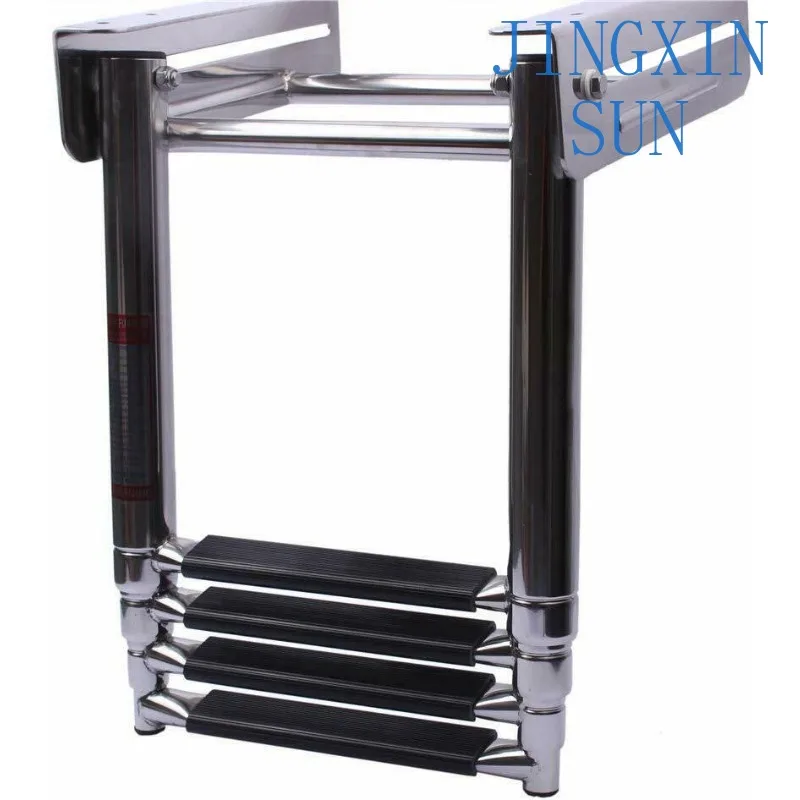 Hot Sale Marine Stainless Steel 4-Step Folding Flexible Ladder Water Ladder Mirror Polished Marine Hardware Boat Accessories