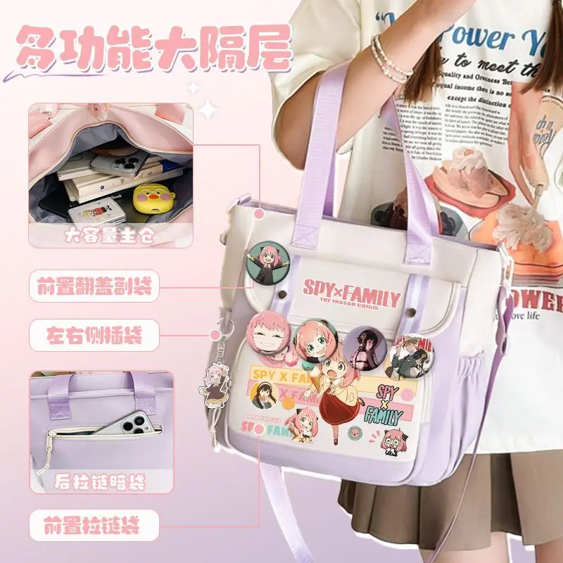 

Spy X Family Anya Merchandise Fan Anime Two-Dimensional Student Handheld Canvas Shoulder Crossbody Bag For Women Ani