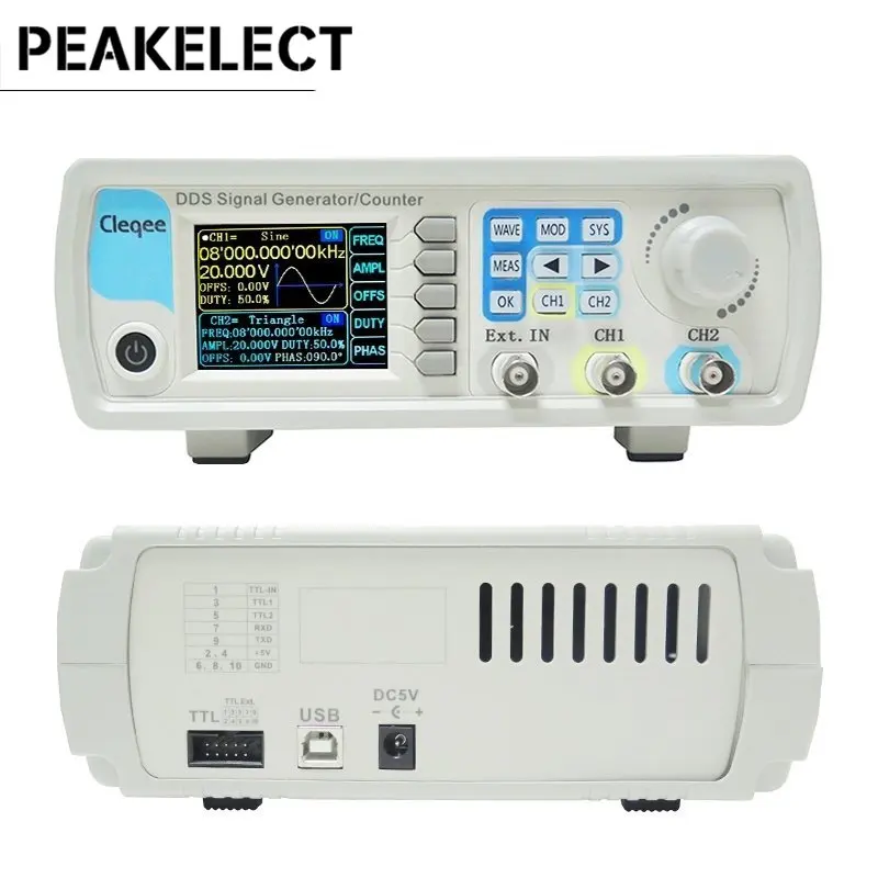 Peakelect JDS6600-15M 15MHz DDS Function Signal Generator Digital Control Dual-channel Frequency Meter Arbitrary Waveform