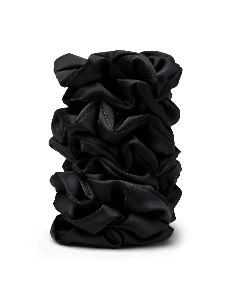 Paquete de 8 coleteros de satén – Lazos para el cabello de seda negra, sin pliegues ni encrespamiento para todo tipo de cabello (regalo suave y elegante)