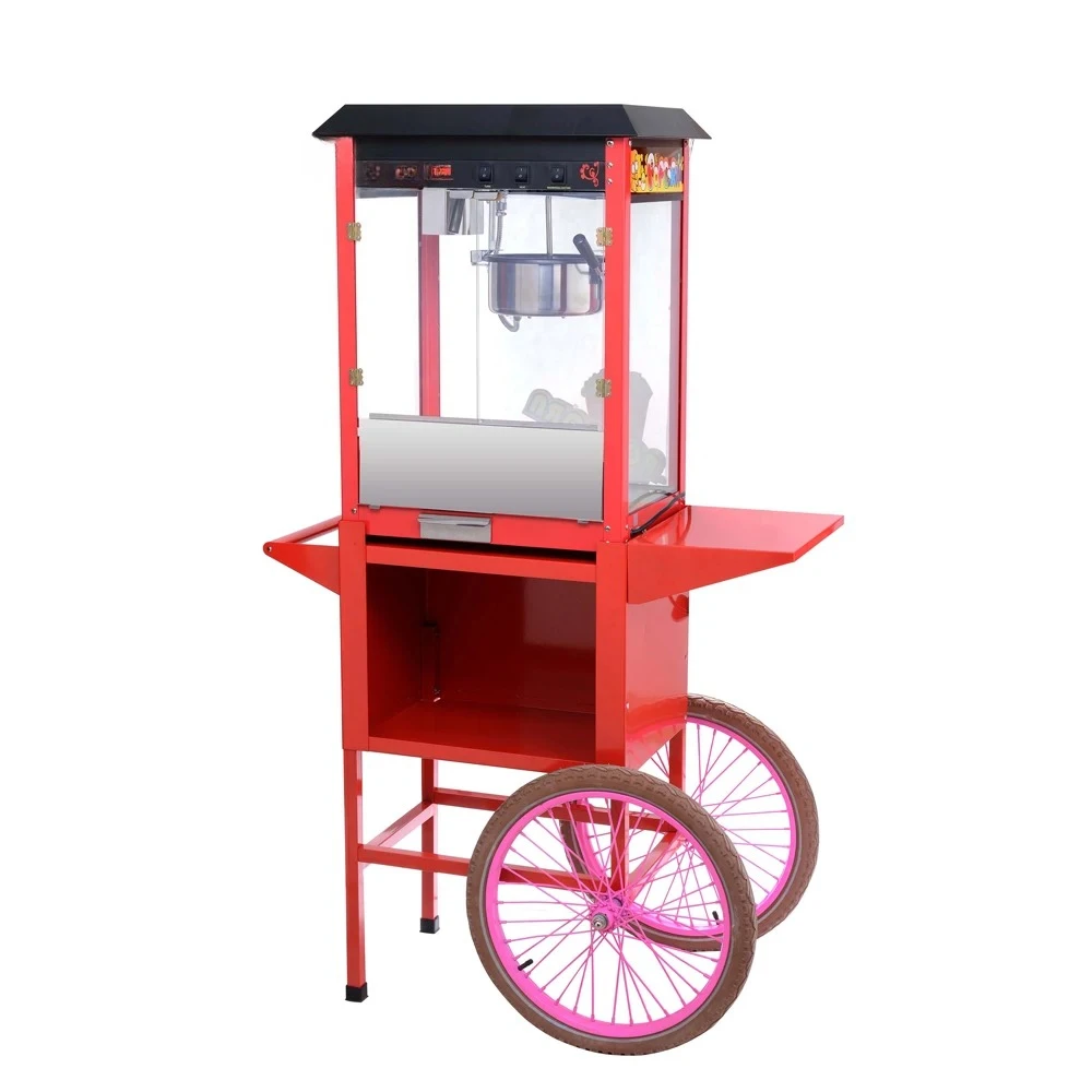 Automatic non-stick snack electric popcorn machine with cart