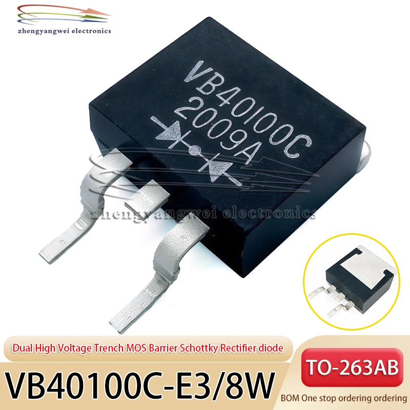 2PCS VB40100C-E3/8W Code VB40100C TO-263 Dual High Voltage Trench MOS Barrier Schottky Rectifier Diode