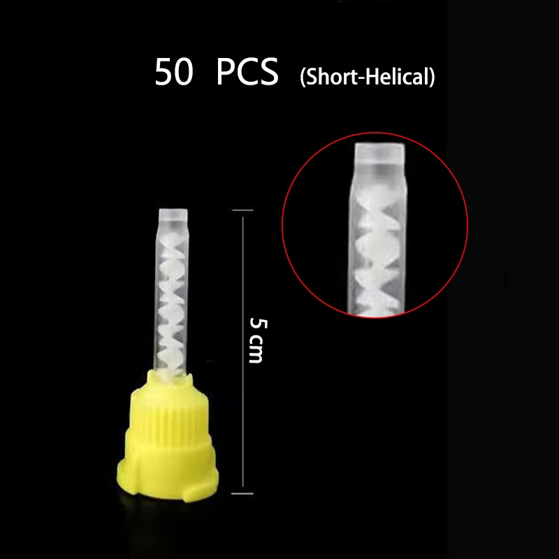 50/100PCS Tandheelkundige Mengtips Siliconen Rubber Mengtip Tandheelkundige Afdrukmaterialen Mengbuis Prothese Laboratorium Kleurbuizen