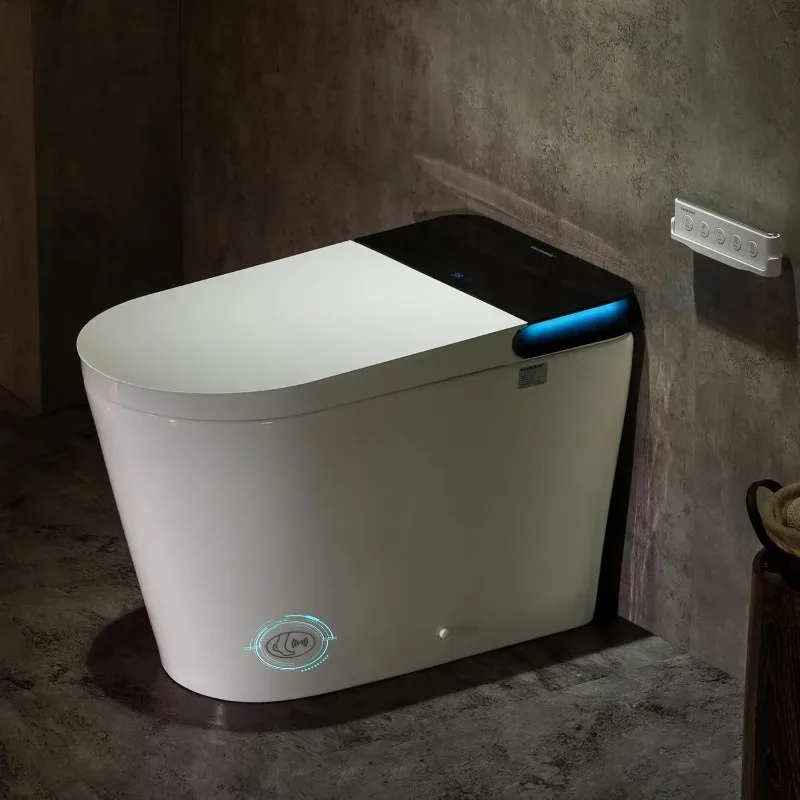 

Best-selling Built-in Bidet Smart Toilet-Auto Open/Close Foot Sensor Artistic Lighting Heated Seat Floor Mounted Remote Control