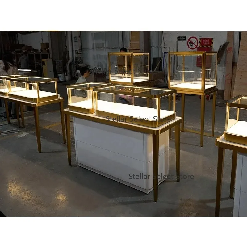 

custom. Stainless Steel Led Illuminated Glass Display Jewelry Display Showcase Cabinet Showcase