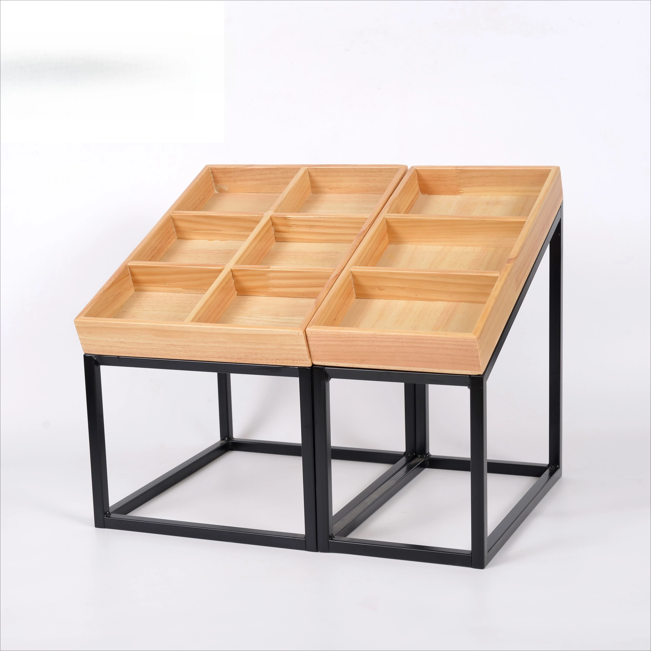 Pine wood bevel plate display rack, bread, buns, dried fruits, nuts, dates, walnuts, supermarket stacking display