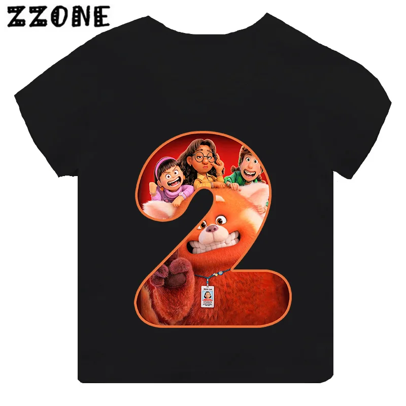 Turning Red Panda Mei Lee Number Print Girls Clothes 1 2 3 4 5 6 7 8 9 Years Birthday Kids T shirt Baby Boys Children T-Shirt