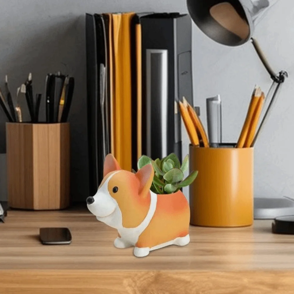 

Decorative Corgi Dog Pot Decorations Collectible Exquisite Corgi Dog Resin Ornaments 14.5cm Adorable Corgi Dog Model Toy Garden