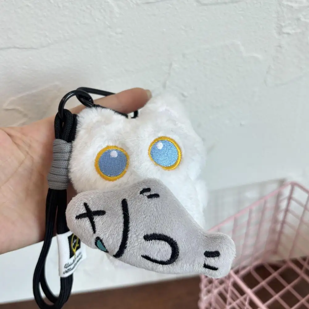 Plush Cat Pendant Cute Plush Black Cat Keychain Cartoon Cat Holding Fish Key Ring Soft Stuffed Animal Pendant for Bag Purse Gift