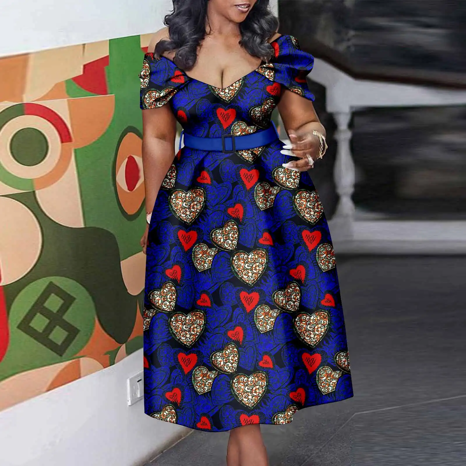 Afripride Ankara Dresses for Women African Clothing Ruffle Shoulder Mid-Calf  Length Casual Dress Tailor Made A2225019 - AliExpress 200000532