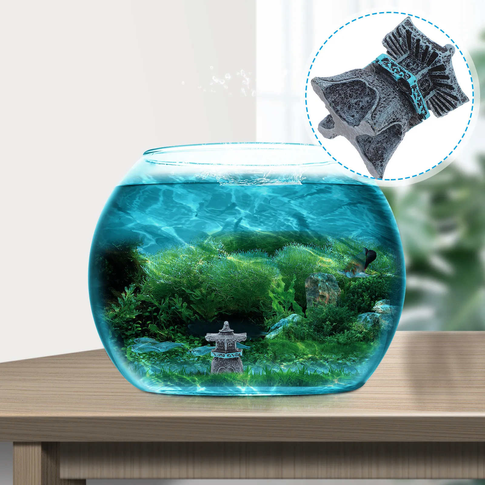Resin Mini Pavilion Statue Hand Carved Serene Asian Decor for Aquarium Fish Tank Garden Bonsai Micro Landscape Desktop Outdoor