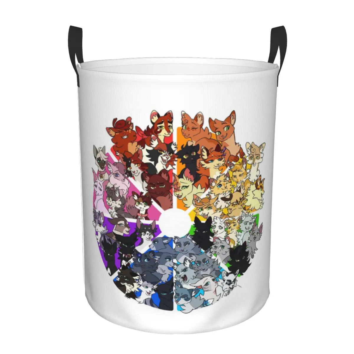 W-Warrior-S C-Cats-S Color Wheel Dirty Laundry Baskets Foldable Large Waterproof Clothes Storage Basket For Home Children's