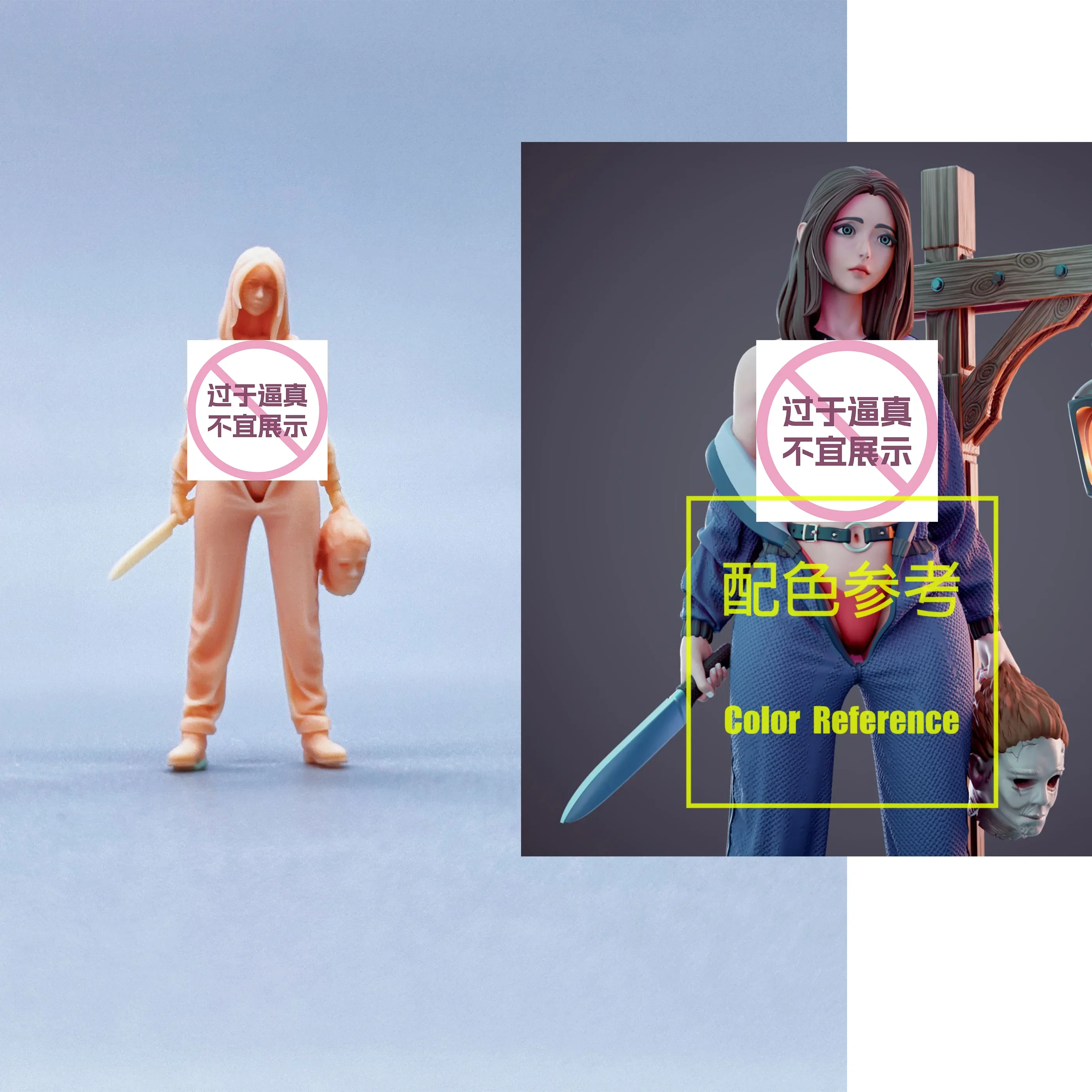 

1/64 1/43 Figurines Scale Model Resin Halloween Cool Girl Uncolored Miniatures Diorama Hand-painted W320