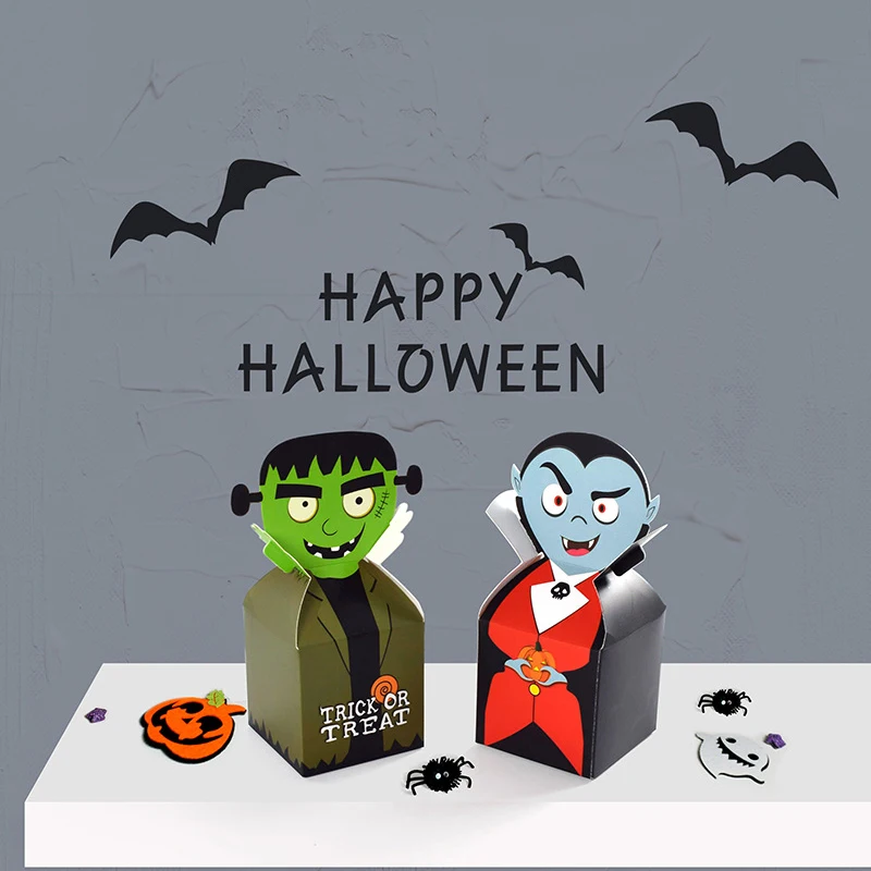 10/20pcs Halloween Monster Papier Süßigkeiten Geschenk box Keks Geister Kuchen bevorzugen Geschenk verpackungs boxen Halloween Thema Party Dekoration – Detail 3