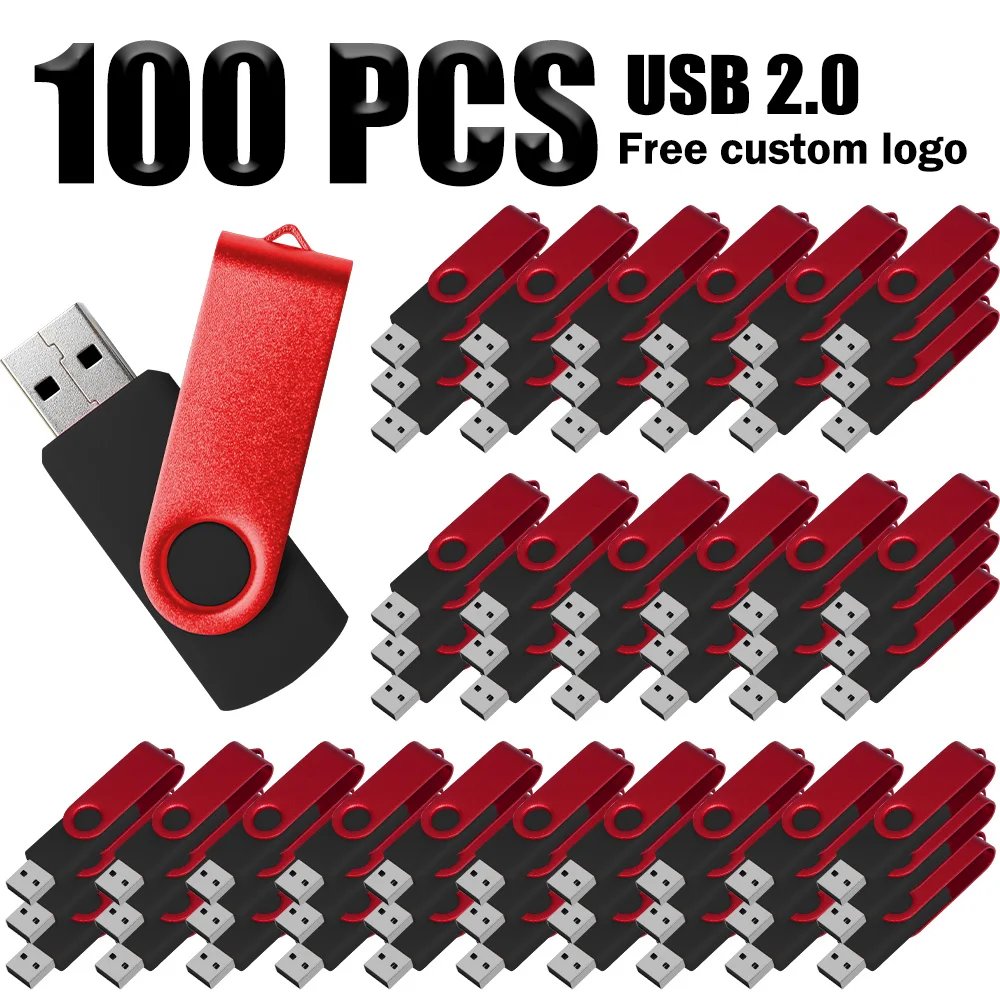100pcs wholesale Rotation 2.0 Flash Drive Pen Drive 4GB 8GB 16GB Pendrive Memory Stick 32GB 64GB USB Stick Free Customized Logo
