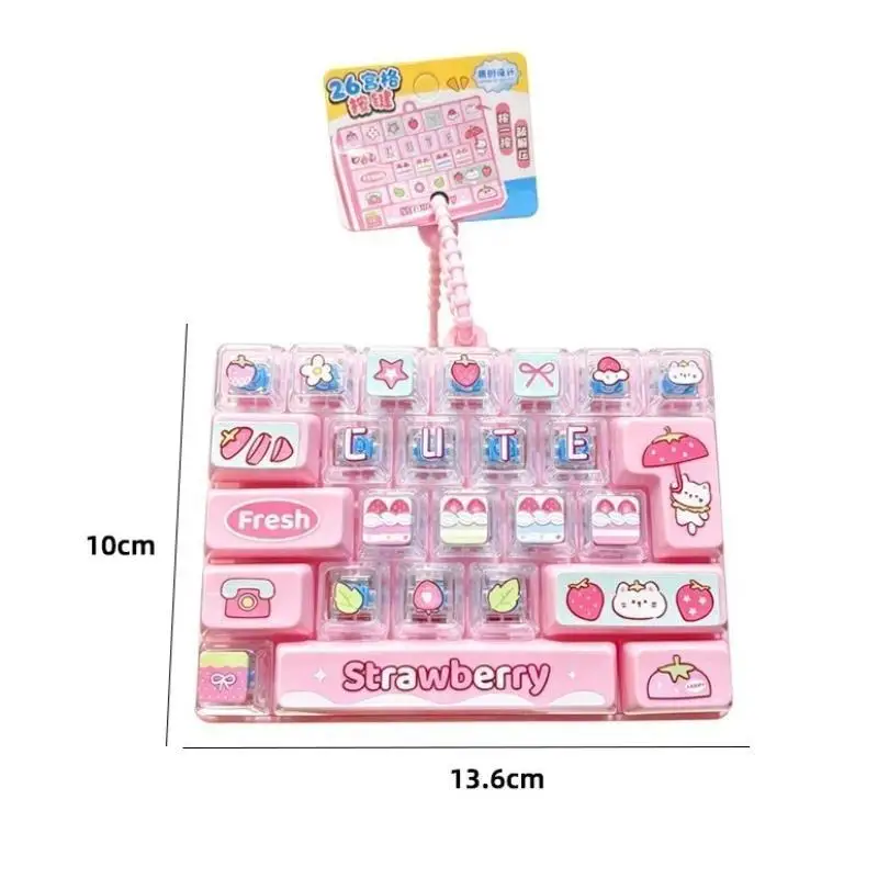 26 Key Cap Fidget Clicker Keychain 1/2Pcs Mini Portable Keyboard Anti Stress Toy for Office Desk Stress Relief Accessory