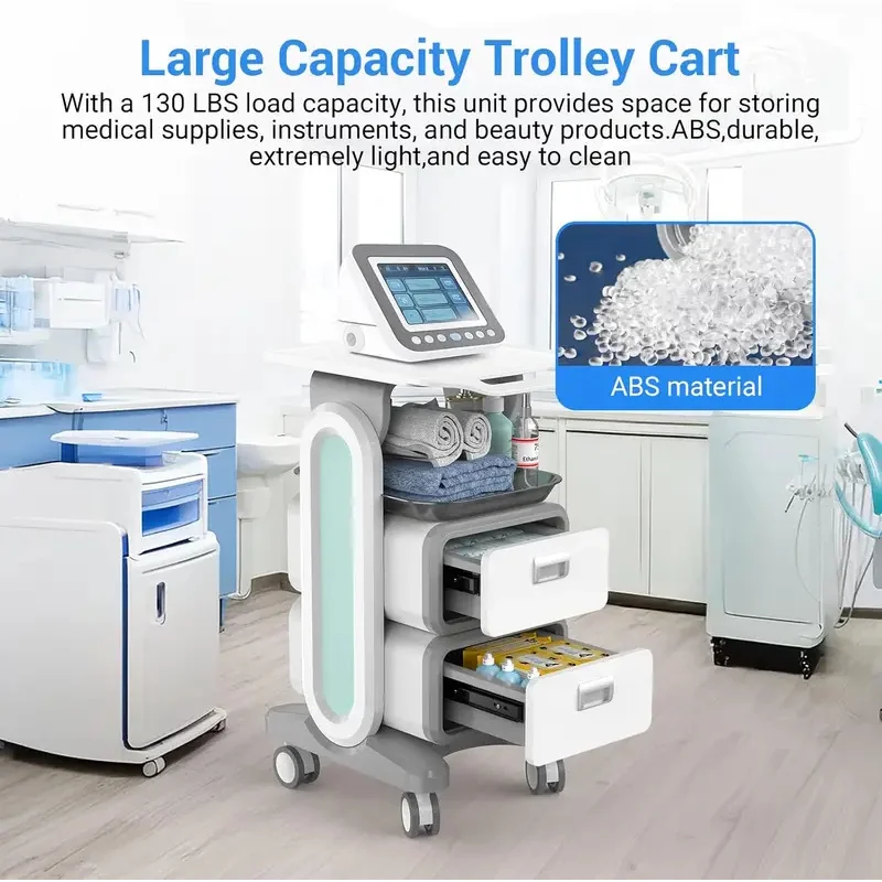 

Mobile Medical Trolley Cart 130 Lbs Load Portable Professional for Ultrasound Imaging Scanner Vehicle Beauty Storage Cart