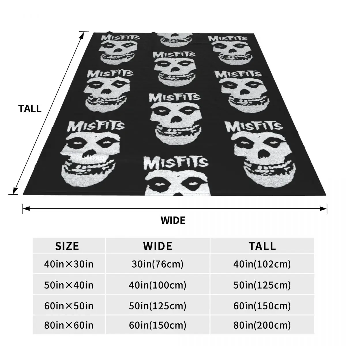 Misfits Skull Heavy Metal Music Band Blanket Fleece Soft Throw Blankets for Car Sofa Couch Bed Rug