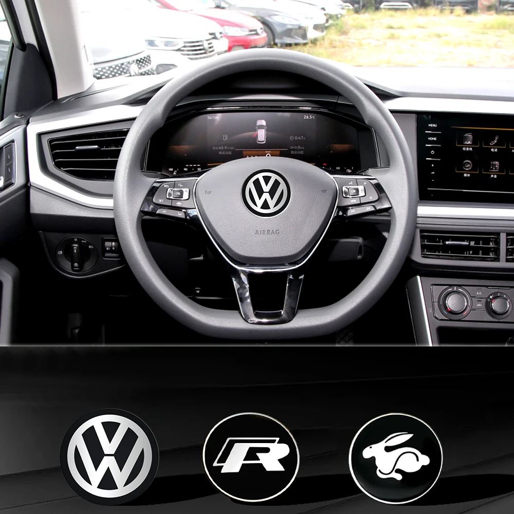 1pcs Aluminum Car Steering Wheel Badge Sticker Accessories for Volkswagen VW Golf 6  MK4 TSI TDI Magotan GTD Touareg Passat Polo