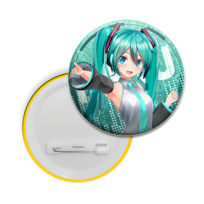 32/44/58mm Hot Anime Miku Pins Cartoon Badges Cosplay Handmade Tinplate Brooch for Clothes Backpack Decoration Gifts