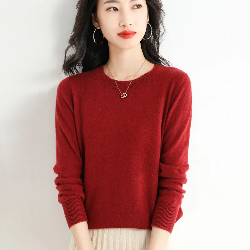 

Autumn Winter Women's Long Sleeve Base Shirt Knitwear Inner Wear Large Size Fashionable Cleanfit Style Polyester Fiber Top