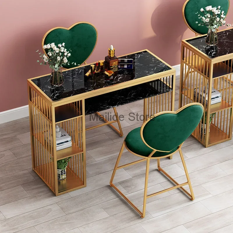 Nordic Light Luxury Nail Tables Beauty Salon Manicure Table and Chair Set Fashion Ins Salon Furniture Single Tables for Manicure