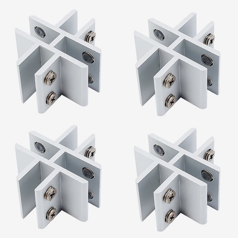 

24PCS Aluminum Alloy Glass Clamps Cross Furniture Shelves Support Brackets Connectors Screen/Partition/Panel Splicing Fixed Clip