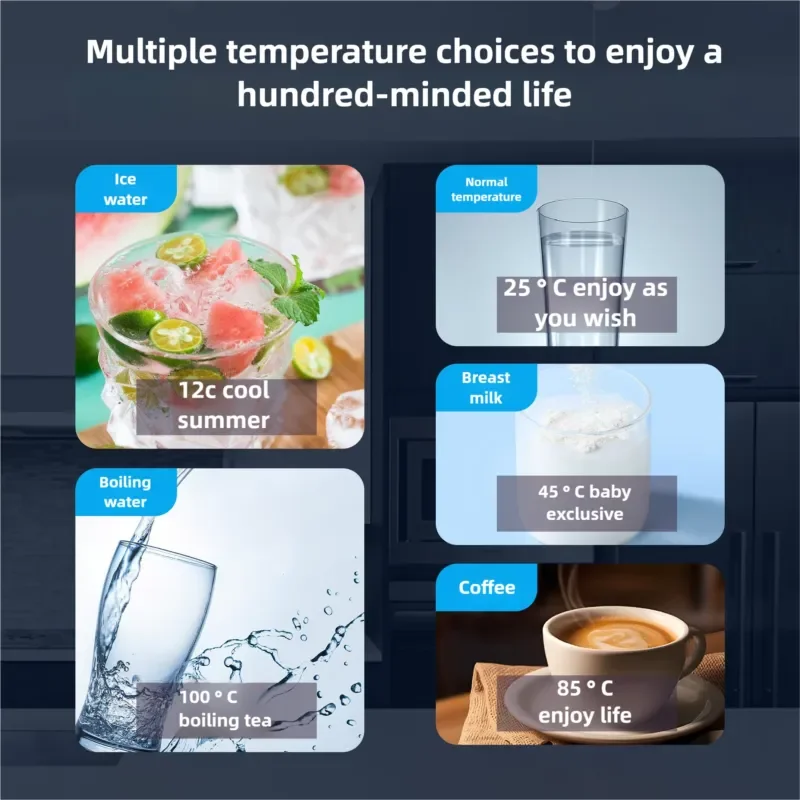 Water Dispenser Glass Panel Electric Wall-Mounted Hot Cold 2200W Heating Smart Multi-Temperature Easy Installation
