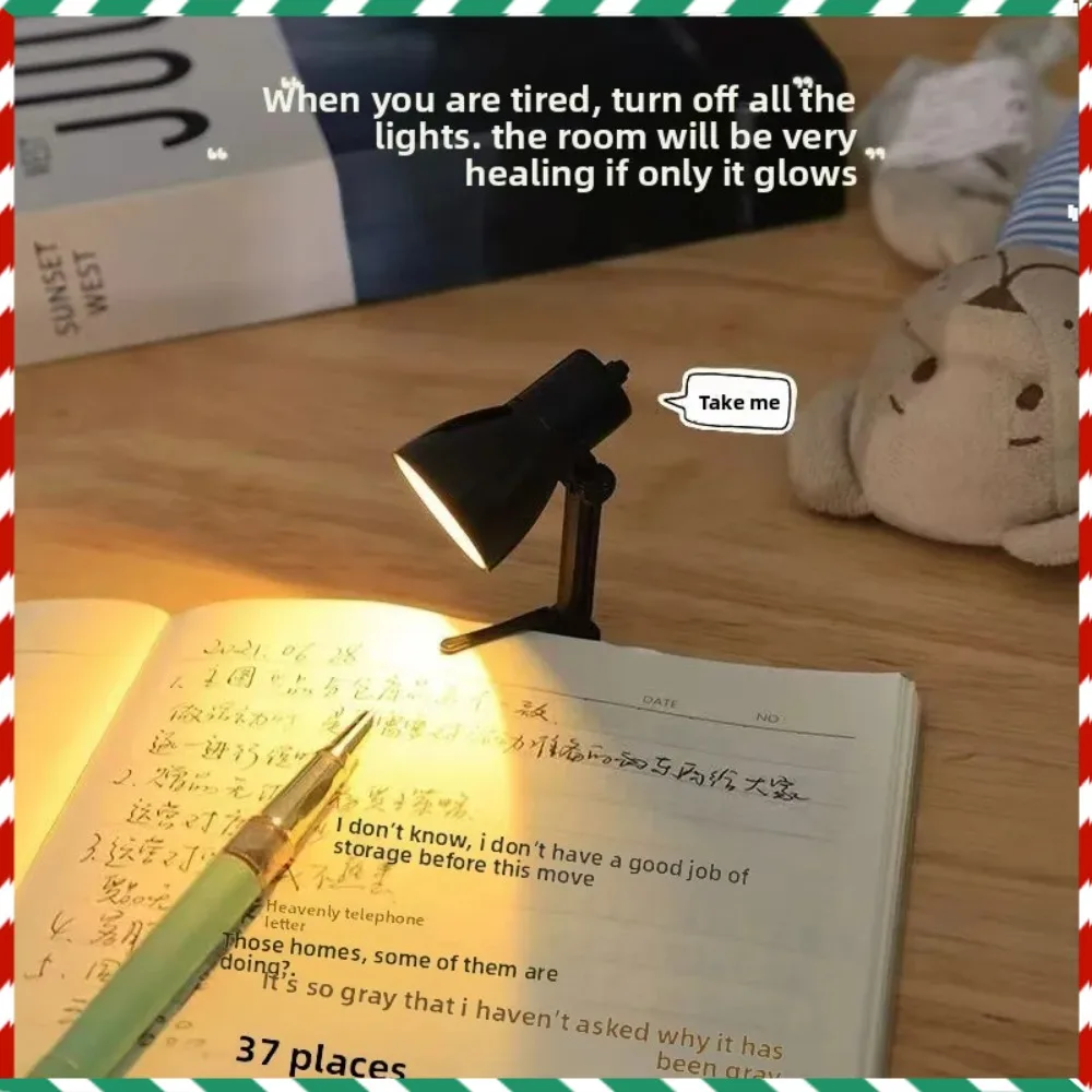 

Mini LED Night Reading Book Light Foldable Table Lamp Dormitory Bedroom Creative Bedhead Lights Home Decorations Doll House Lamp