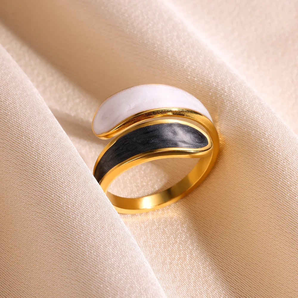 Stainless Steel Double Oil Drip Rings for Women Gold Color Luxury Irregular Adjustable Finger Ring Gift Wholesalers