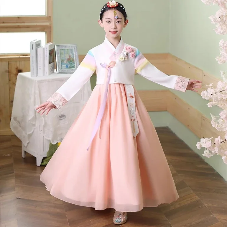 Kimono Frauen Mädchen Koreanische Hanbok Tanzkleid Ethnische Nationale Minderheit Kinder Leistung Tanzen Bühnenkostüm
