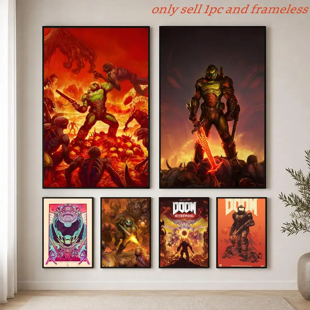 Fighting D-Doom Game Poster HD Home Sticky Wall Waterproof Home Living Room Bar Aesthetic Decor
