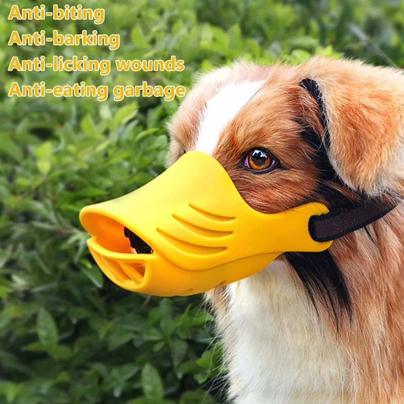 Silicone Pet Muzzle Dog Muzzle Dog Mouth Cover Prevent Barking Biting Chewing Soft Mouth Guard with Adjustable Strap -M