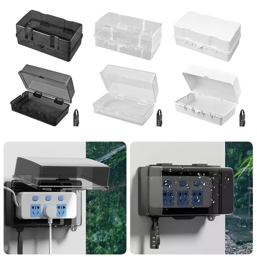 

Durable Plastic Plug Box Waterproof Weatherproof Extension Lead Cover Protect Outlet Anti-theft Power Strip Storage Box Outdoor