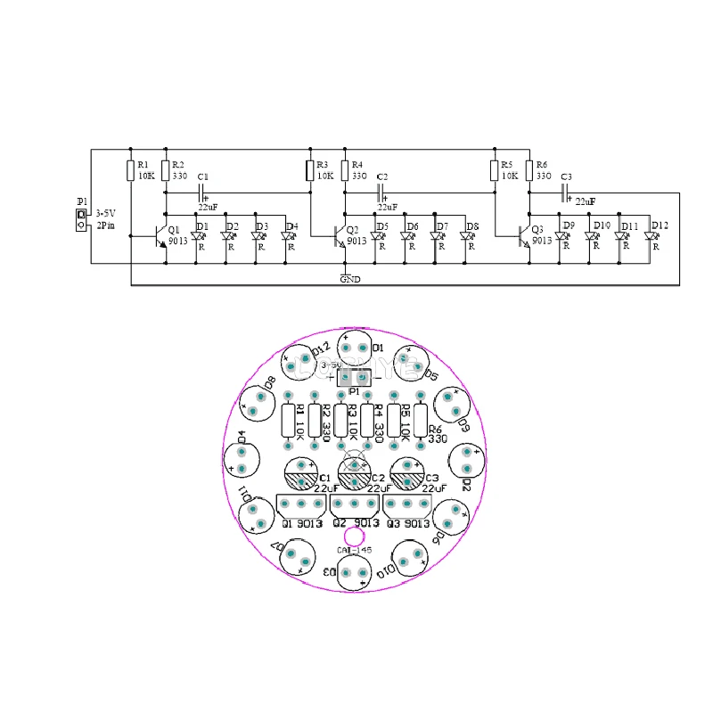 LED Round Water Lamp Production Kit Triode Sports Light Parts DIY Electronic Kit Fun Soldering Component Welding Skill Training