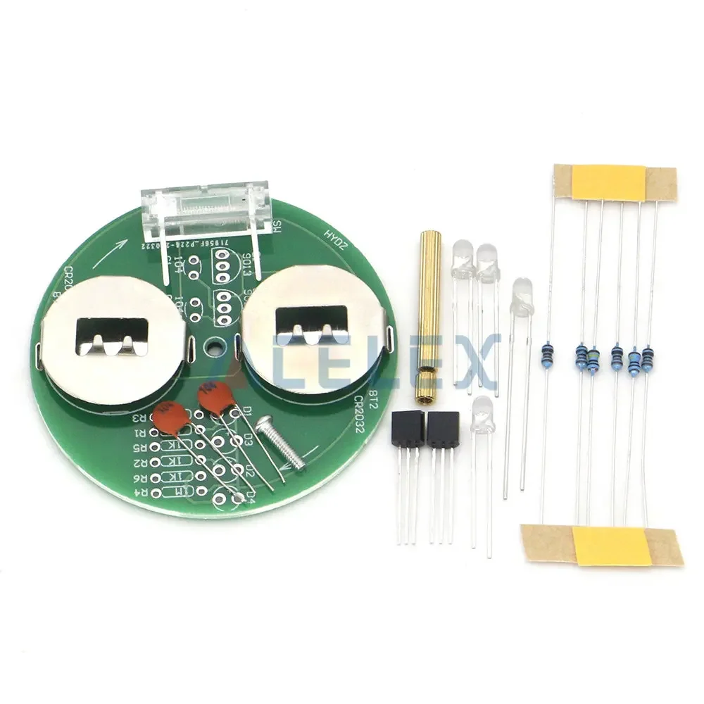 Diy Electronic Kit LED Gyro DIY Welding Kit Rotating Lantern Inline Components Diy Electronic Sodering Project(without Battery)