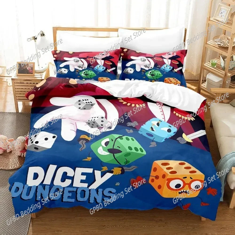 Anime Game Dicey Dungeons 3D Bedding Set Duvet Cover Pillowcases Single Twin Full Queen King Size Home Decor Quilt Boys Gift