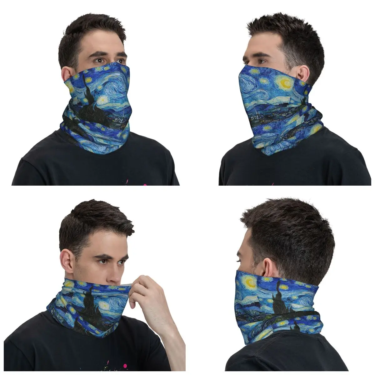 Starry Night Bandana Neck Gaiter Printed Van Gogh Galaxy Balaclavas Mask Scarf Warm Headband Running Men Women Adult Washable