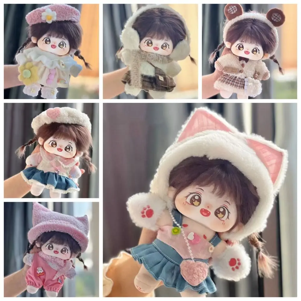 Cat Ear Set 20cm Cotton Doll Dress DIY Clothing Princess Skirt Idol Doll Clothes Pink Dress Up Plush Toy Clothes Prezent dla dzieci