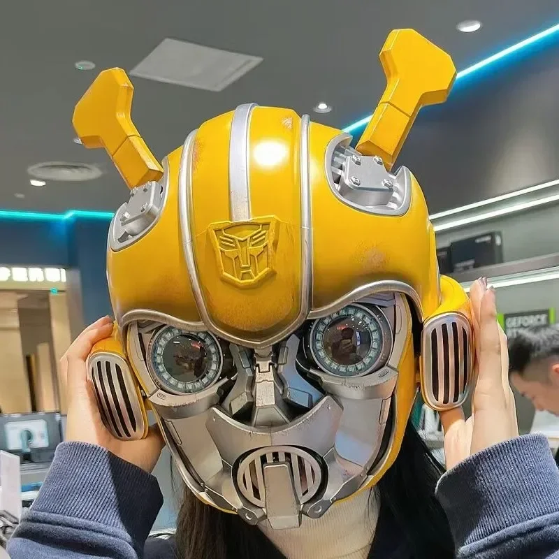 

New Genuine Original Bumblebee 1:1 Helmet Genuine Anime Fiugre Wearable Face Changing With Speakers Model Dolls Decor Kid Gifts