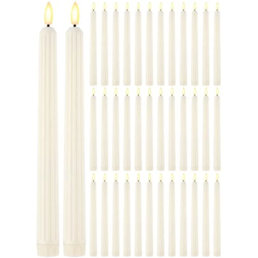 

36 Pieces Flameless Taper Candles Flickering Faux LED Battery Operated Electric Fake Candles for Christmas Halloween Birthday W