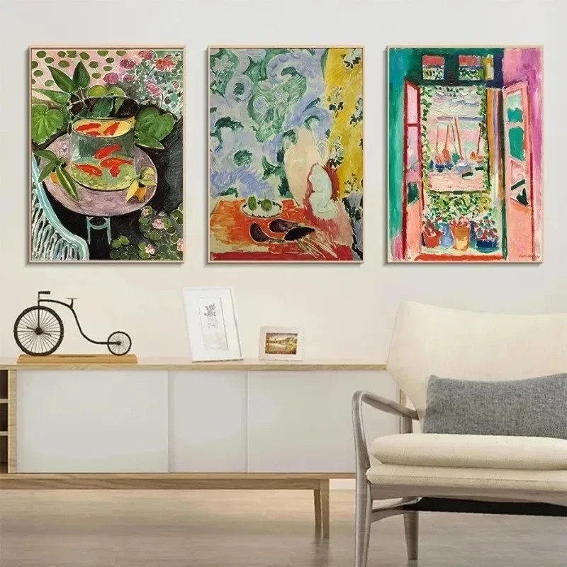 1pc  frameless Canvas Painting Abstract Colorful Landscape Canvas Henri Matisse Famous Work Retro Poster Painting and Wall Art f