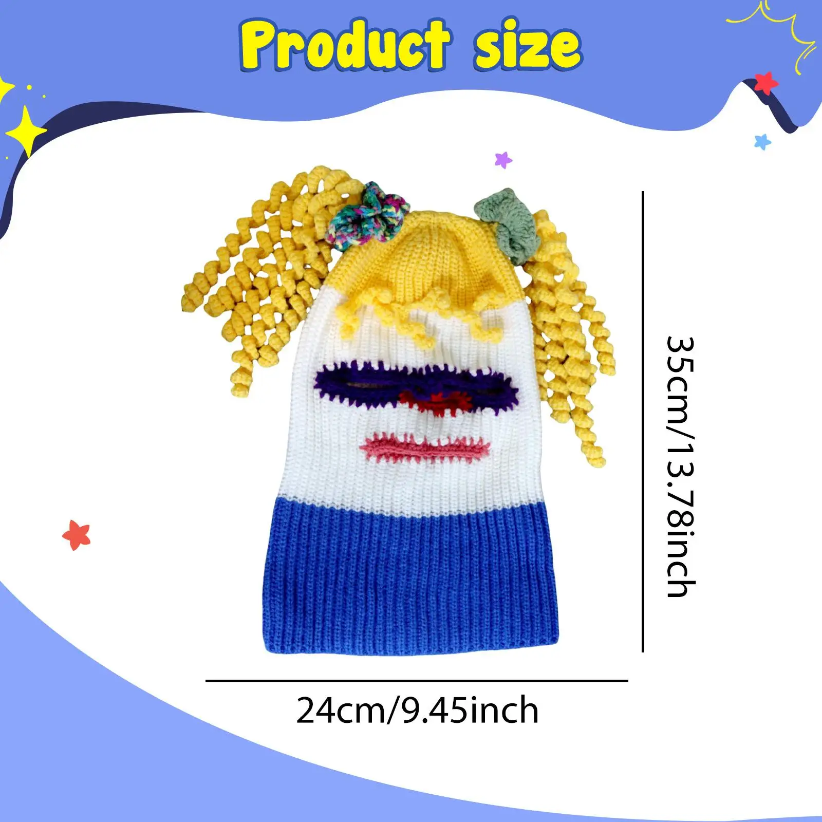 Halloween-Strickmütze, gehäkelte Clown-Mütze für Neujahr, Partygeschenke, Wandern