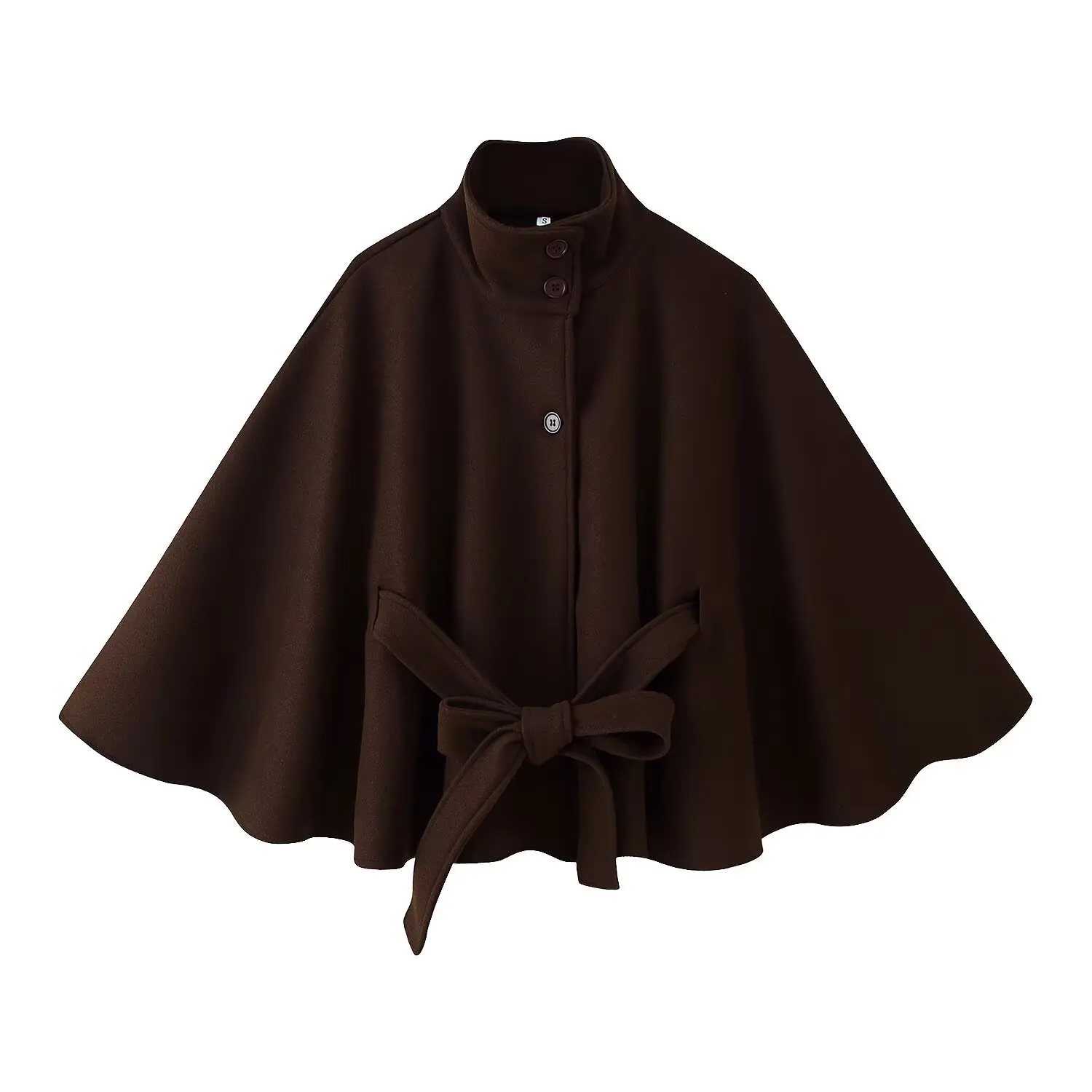 KONDALA Damen Herbst Casual Elegante Manteljacke mit Stehkragen, Weicher Tweed-Gürteljacke, Neu 2026 Herbst-Winter Trendiger Cape-Stil Mantel – Detail 3