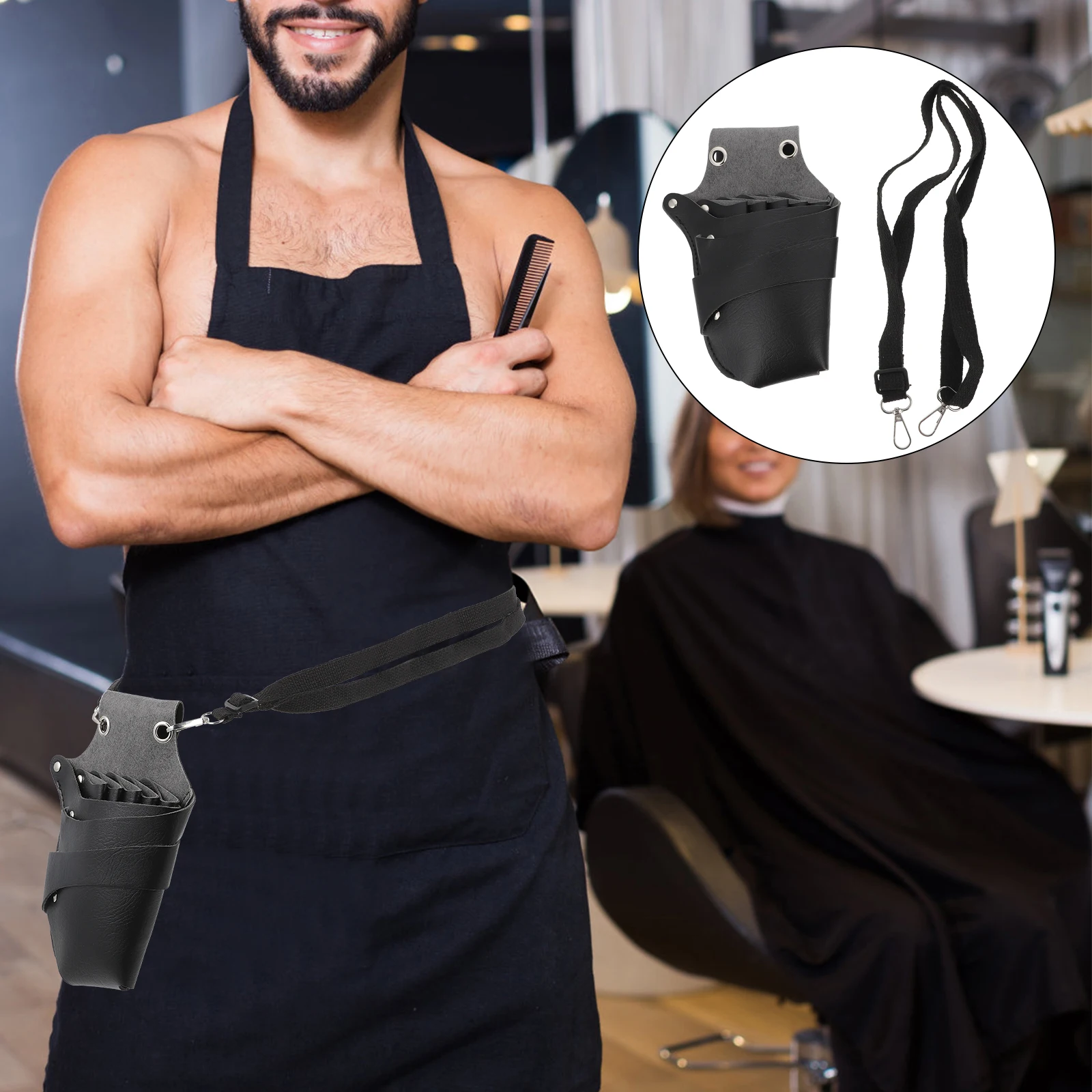 

Hairdressing Tool Belt PU Scissor Storage Bag Styling Kit Barber Shear Holder Portable Hair Salon Pouch