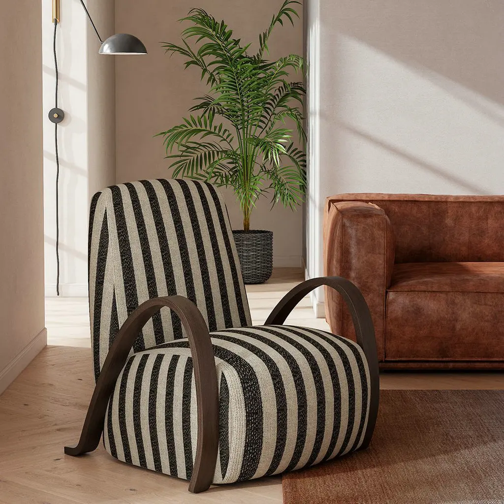 

◌a American White Striped Sofa Chair Living Room zebra Tiger Striped Chairs Design Simple Wooden Armchair for Home Deco